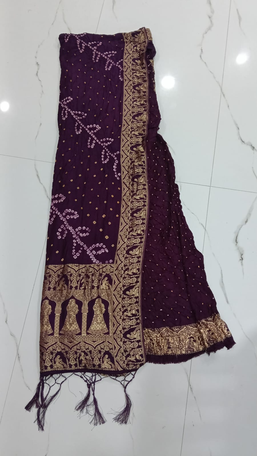 Gaji Silk Fancy Border Saree In Dark Purple Shade Gaji Silk Fancy Border Saree - Image 5