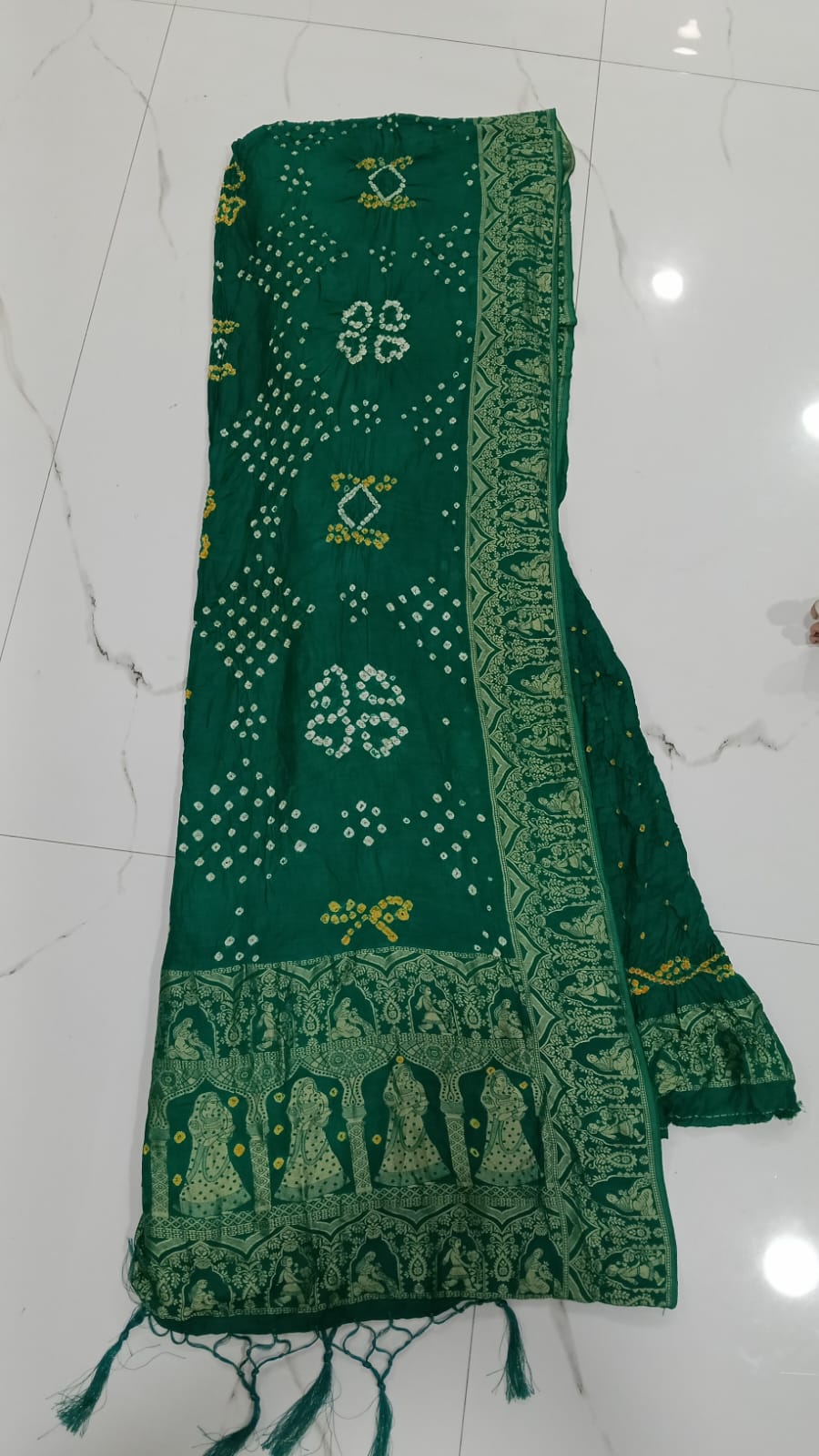 Gaji Silk Fancy Border Saree In Green Shade Gaji Silk Fancy Border Saree - Image 3